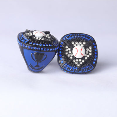 black blue youth baseball championship rings size 9.5 - Topsportsjewelry & awards