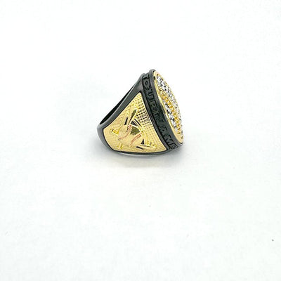 BS01 New ROUND Baseball BLACK gold & silver championship ring size 9.5 - Topsportsjewelry & awards