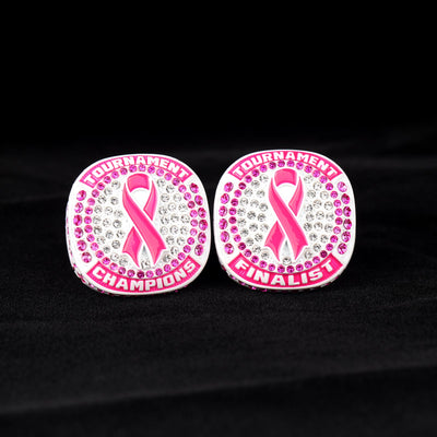 fall season breast cancer ribbon SOFTBALL team awards tournament championship white ring size 9.5 - Topsportsjewelry & awards