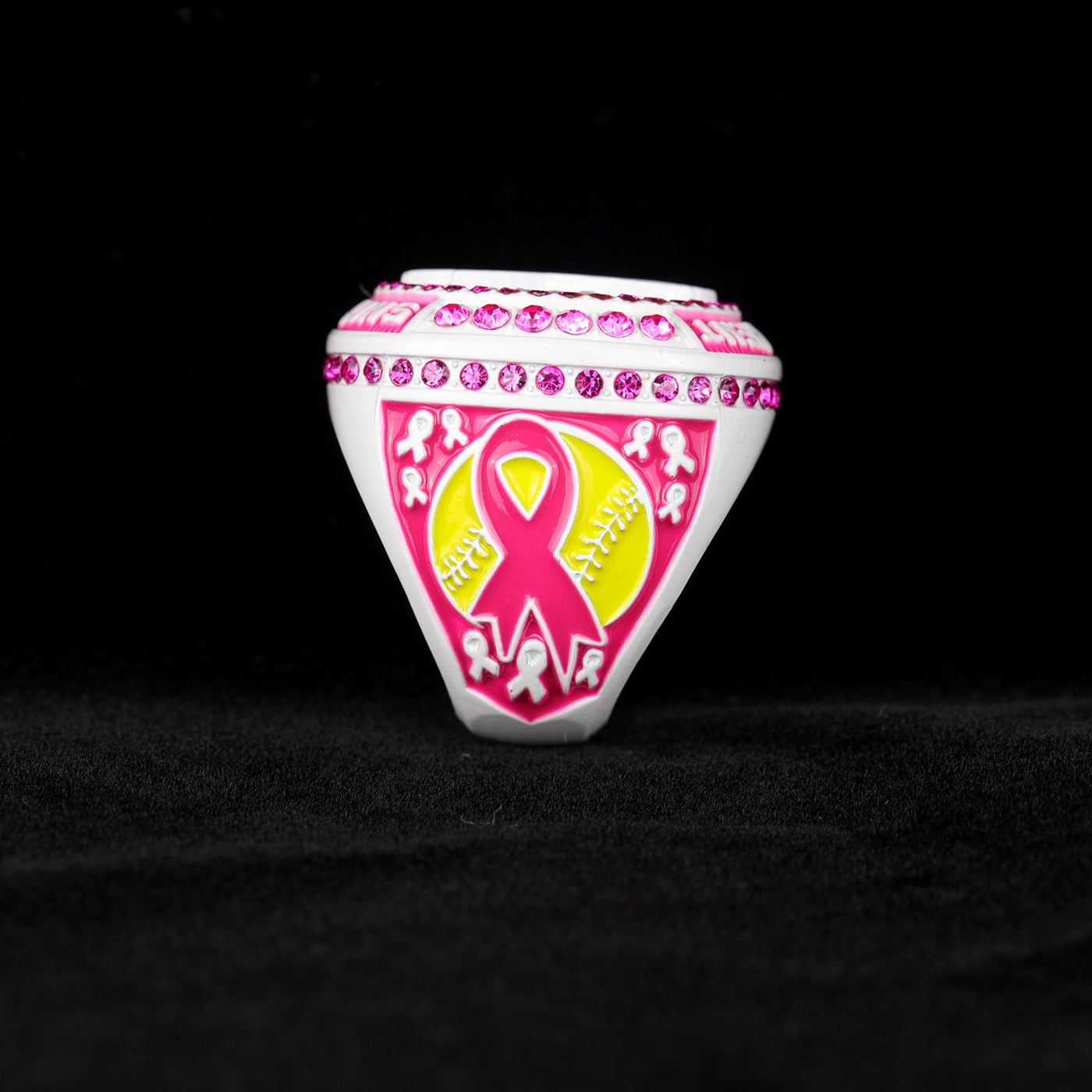 fall season breast cancer ribbon SOFTBALL team awards tournament championship white ring size 9.5 - Topsportsjewelry & awards
