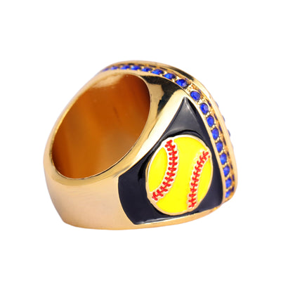 Generic flag heart series softball tournament championship ring size 9 - Topsportsjewelry & awards