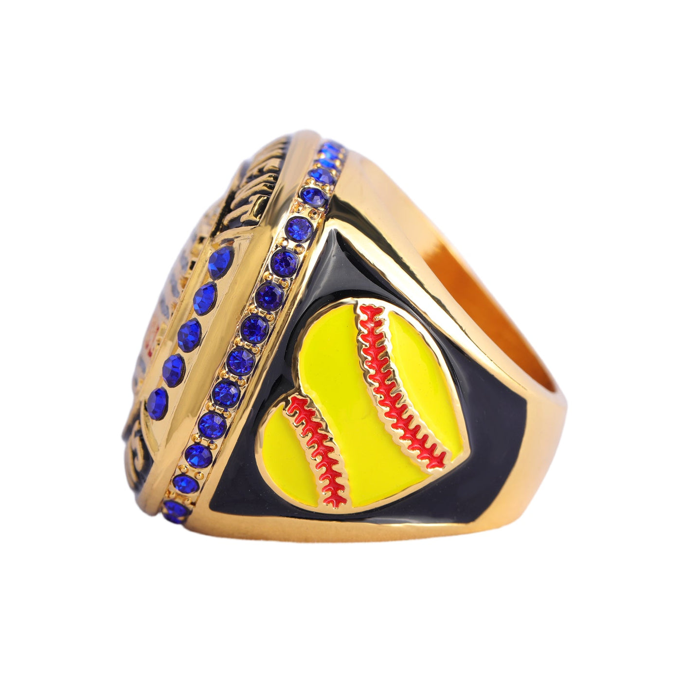 Generic flag heart series softball tournament championship ring size 9 - Topsportsjewelry & awards