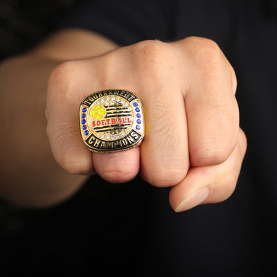 Generic flag heart series softball tournament championship ring size 9 - Topsportsjewelry & awards