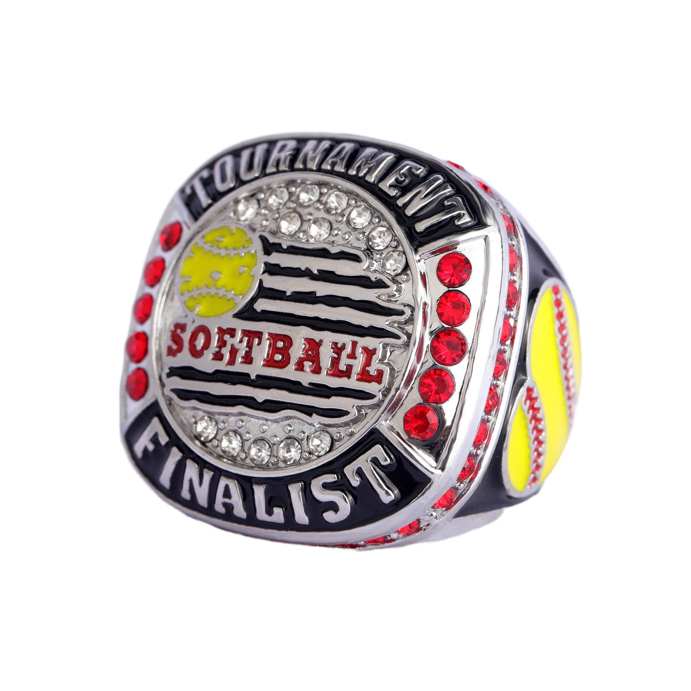 Generic flag heart series softball tournament championship ring size 9 - Topsportsjewelry & awards