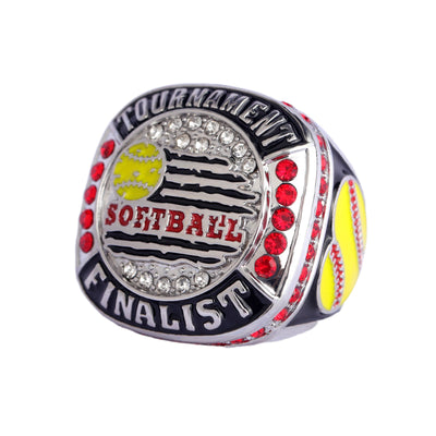 Generic flag heart series softball tournament championship ring size 9 - Topsportsjewelry & awards