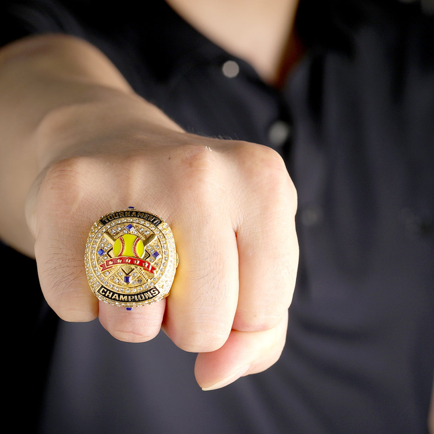 GENERIC softball players awards two - tones gold champions silver bronze finalist ring size 9.5 - Topsportsjewelry & awards