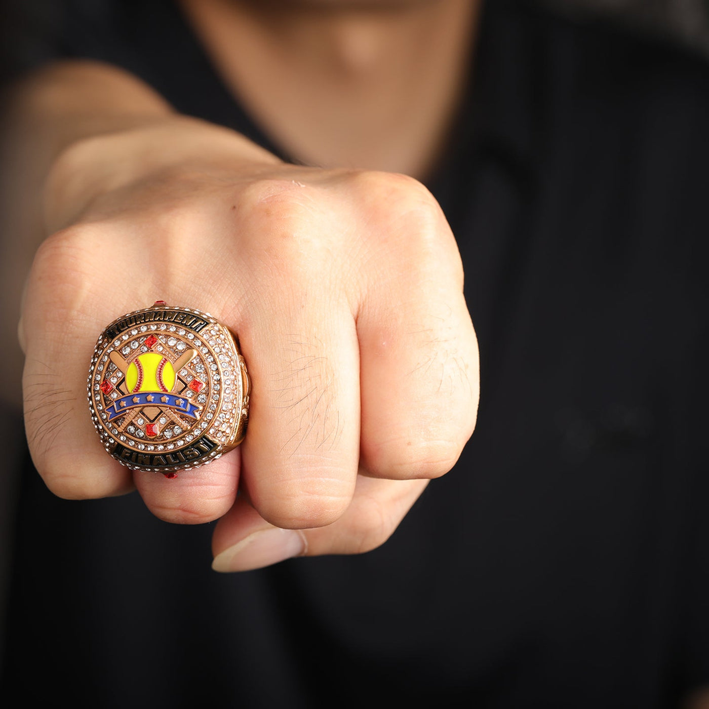 GENERIC softball players awards two - tones gold champions silver bronze finalist ring size 9.5 - Topsportsjewelry & awards