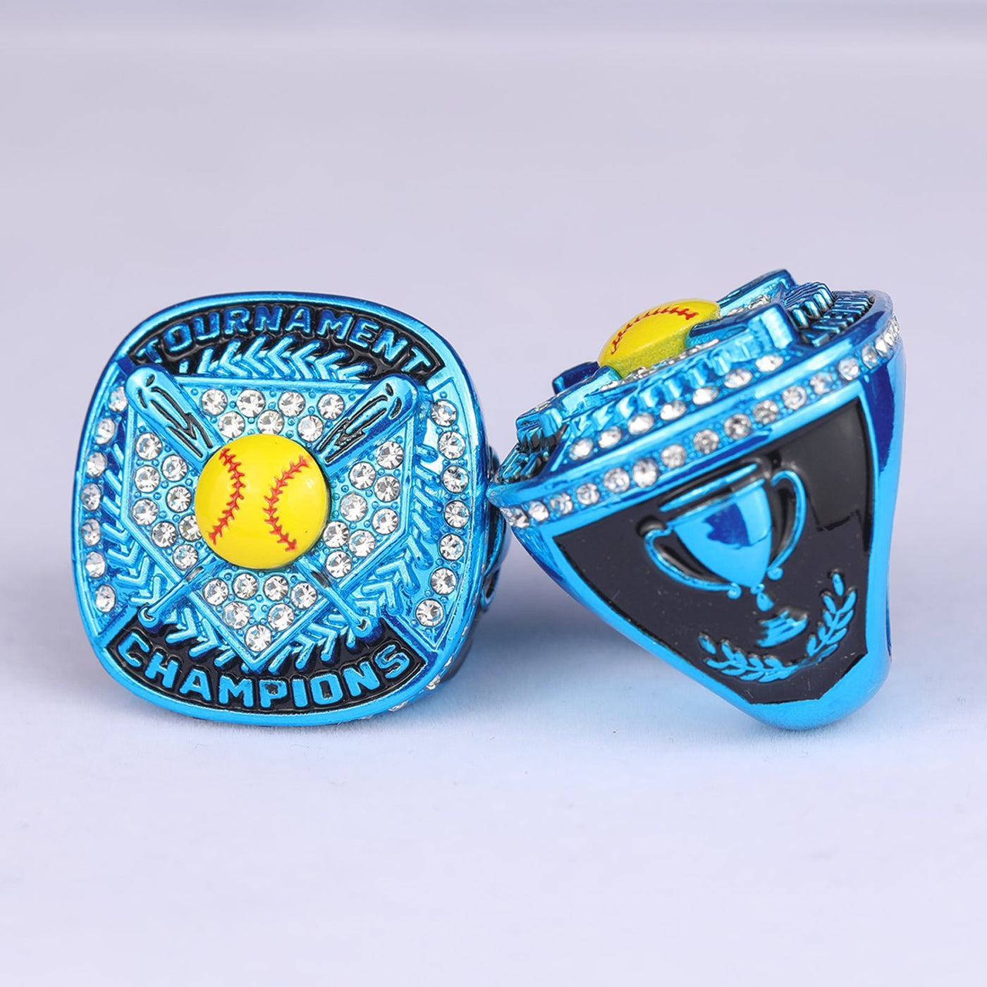 homeplate light blue softball awards tournament championship rings size 9.5 for girls - Topsportsjewelry & awards