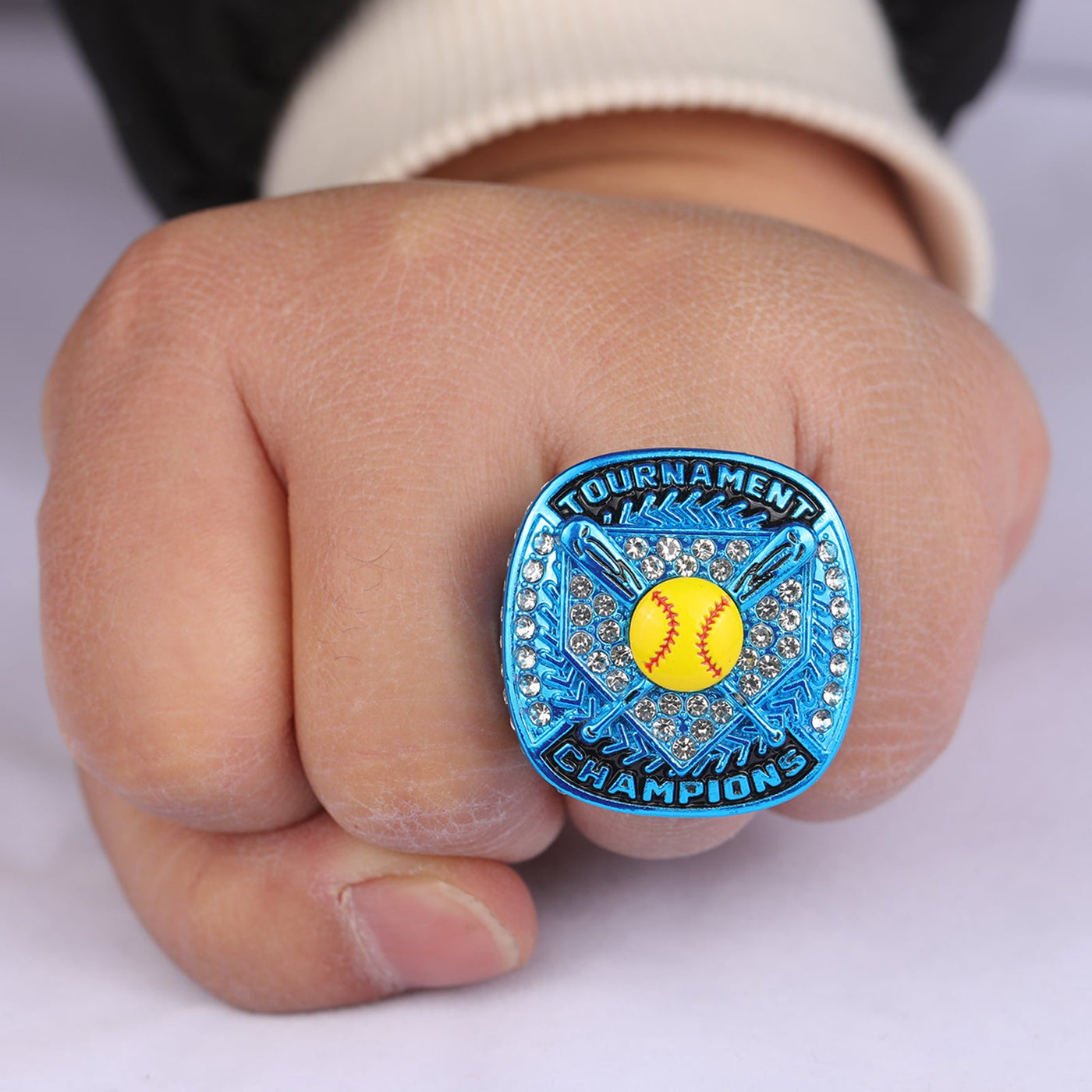 homeplate light blue softball awards tournament championship rings size 9.5 for girls - Topsportsjewelry & awards