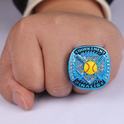 homeplate light blue softball awards tournament championship rings size 9.5 for girls - Topsportsjewelry & awards
