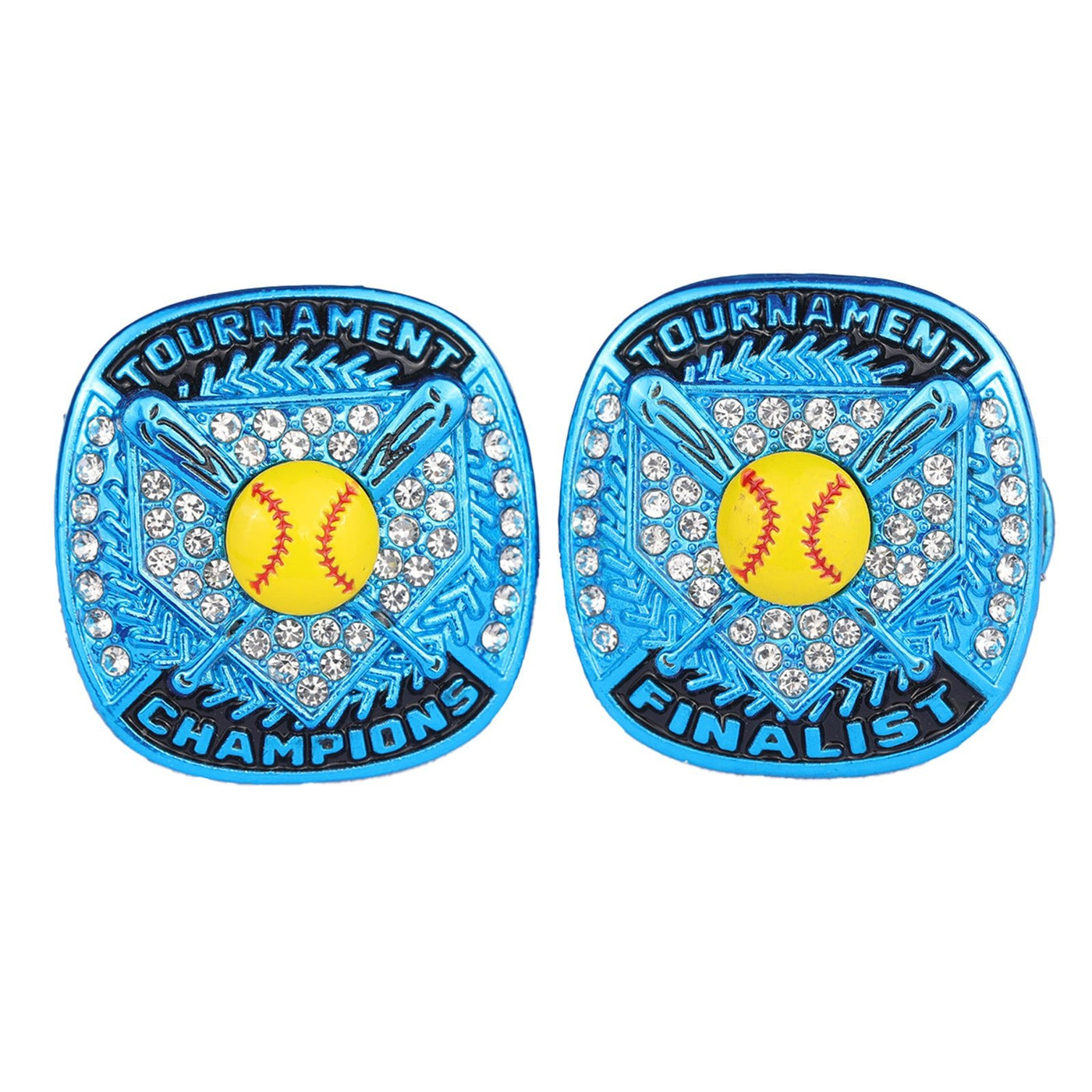 homeplate light blue softball awards tournament championship rings size 9.5 for girls - Topsportsjewelry & awards