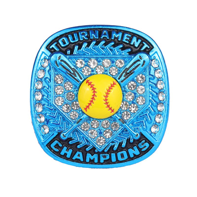homeplate light blue softball awards tournament championship rings size 9.5 for girls - Topsportsjewelry & awards