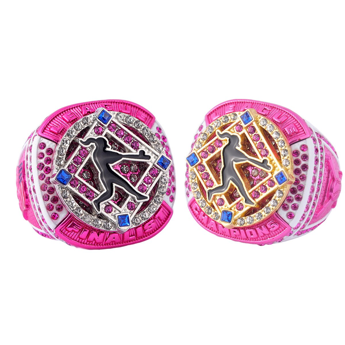Dimend Ringes For Softball Hot pink & white series softball LEAGUE championship rings finger size ...