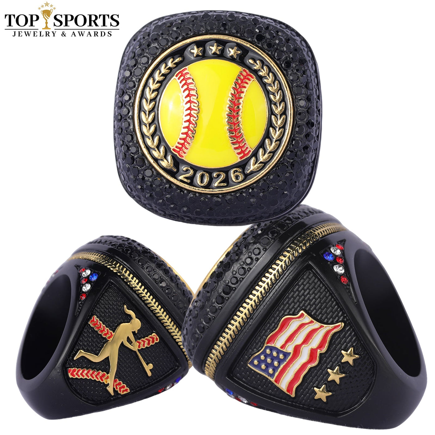 Team Photo Softball Rings date 2026 girl softball championship tourney rings for youth softball ...
