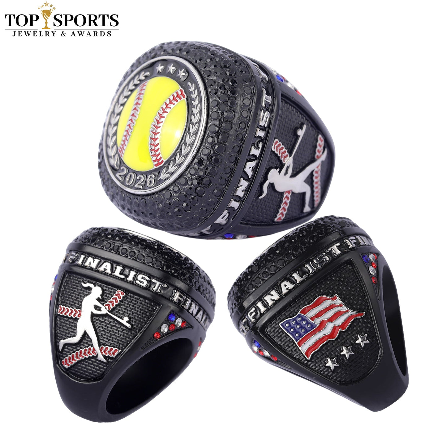 Team Photo Softball Rings date 2026 girl softball championship tourney rings for youth softball ...