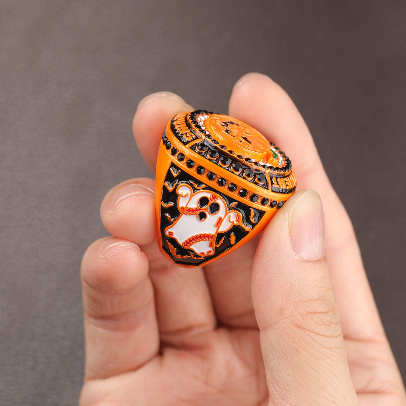 NEW ARRIVAL HALLOWEEN PUMPKIN BASEBALL TOURNAMENT CHAMPIONS AND FINALIST RING SIZE 9.5 - Topsportsjewelry & awards