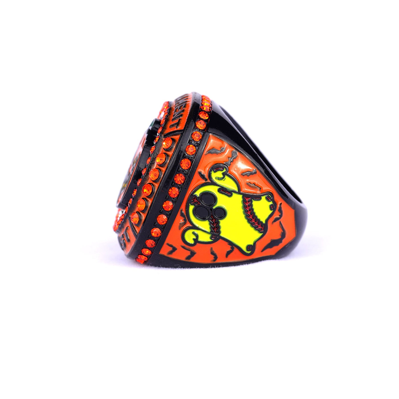 New arrival Halloween pumpkin softball tournament champions & finalist ring for girls size 9.5 - Topsportsjewelry & awards