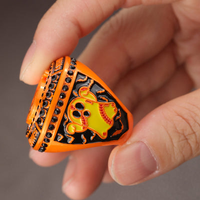 New arrival Halloween pumpkin softball tournament champions & finalist ring for girls size 9.5 - Topsportsjewelry & awards