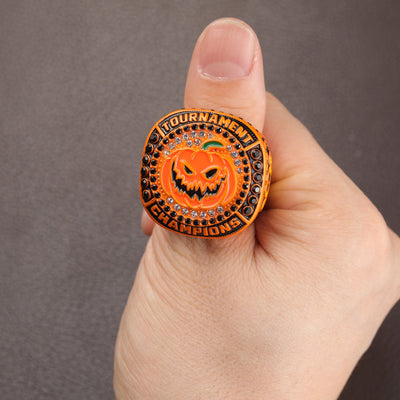 New arrival Halloween pumpkin softball tournament champions & finalist ring for girls size 9.5 - Topsportsjewelry & awards