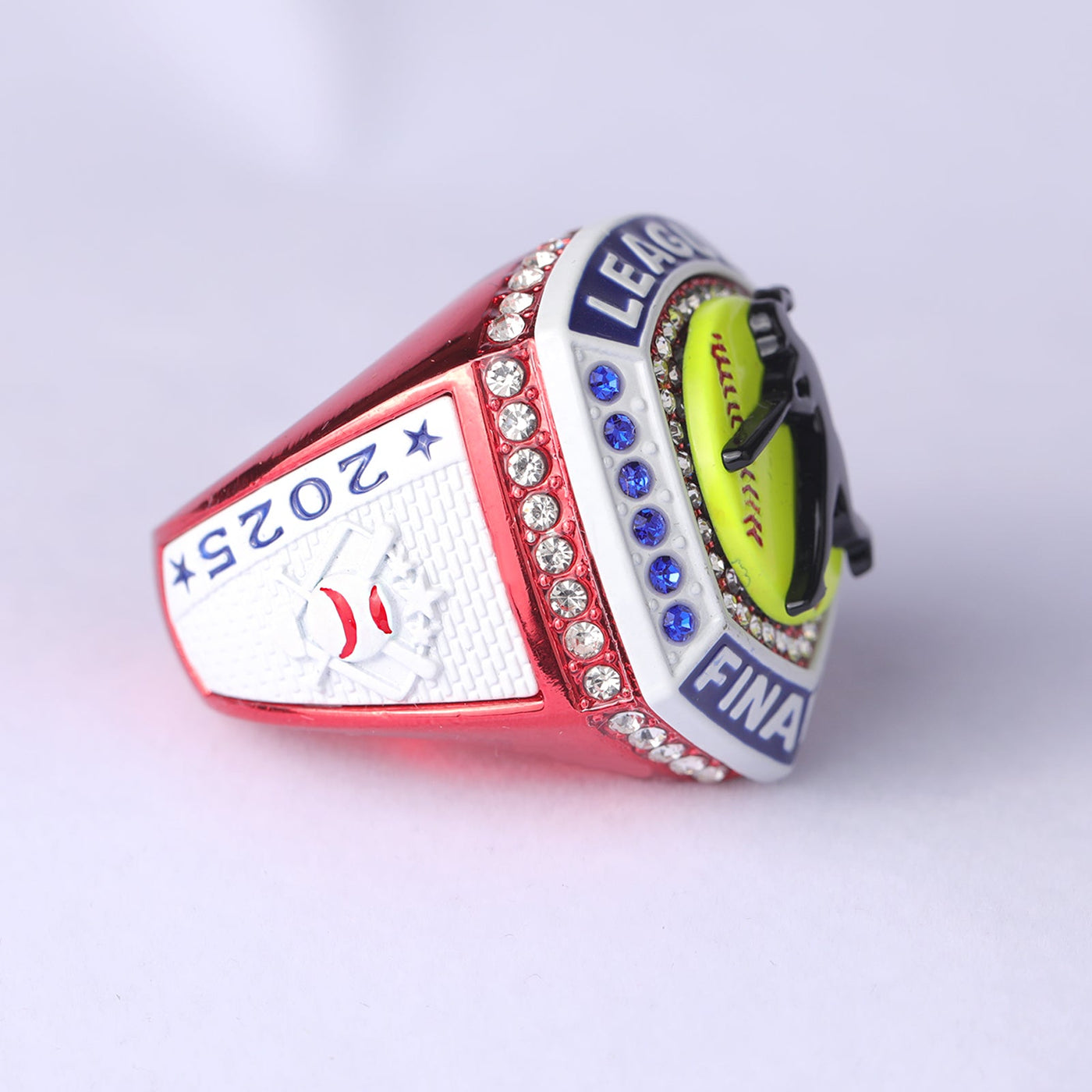New big heavy red blue white homeplate softball championship ring 2025 size 9.5 and size 11.5 - Topsportsjewelry & awards