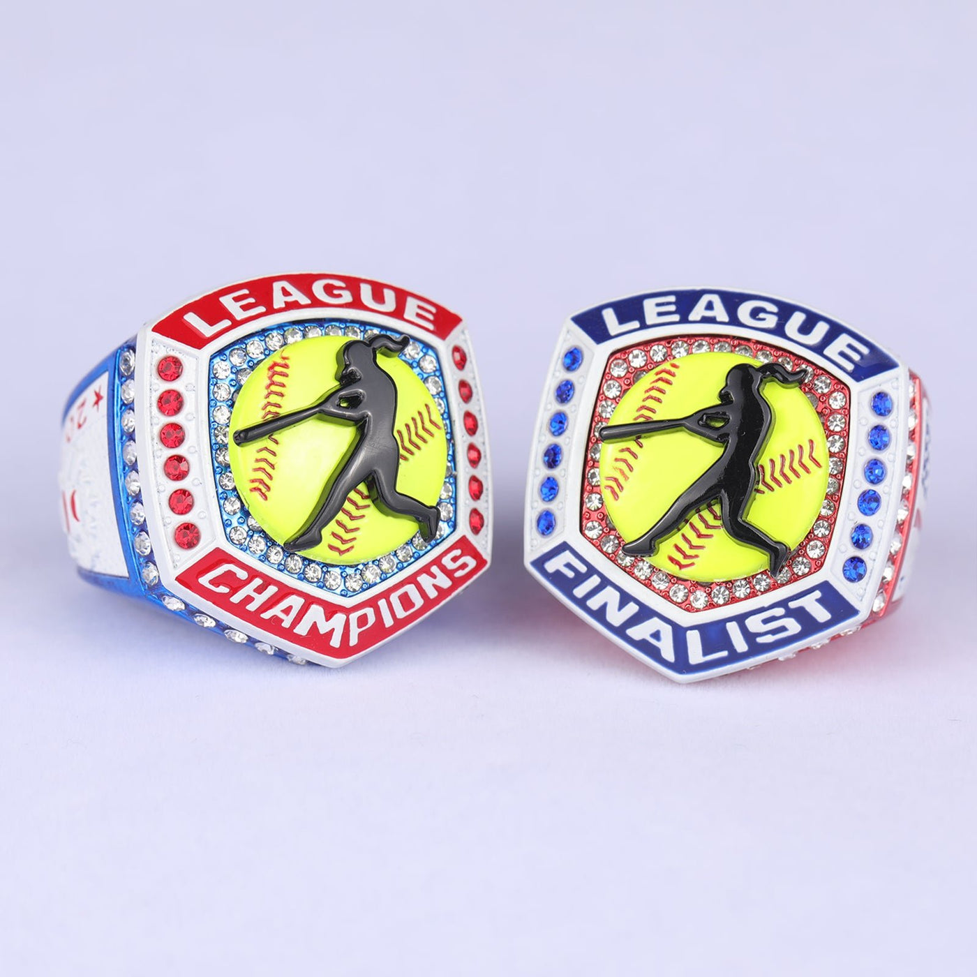 New big heavy red blue white homeplate softball championship ring 2025 size 9.5 and size 11.5 - Topsportsjewelry & awards