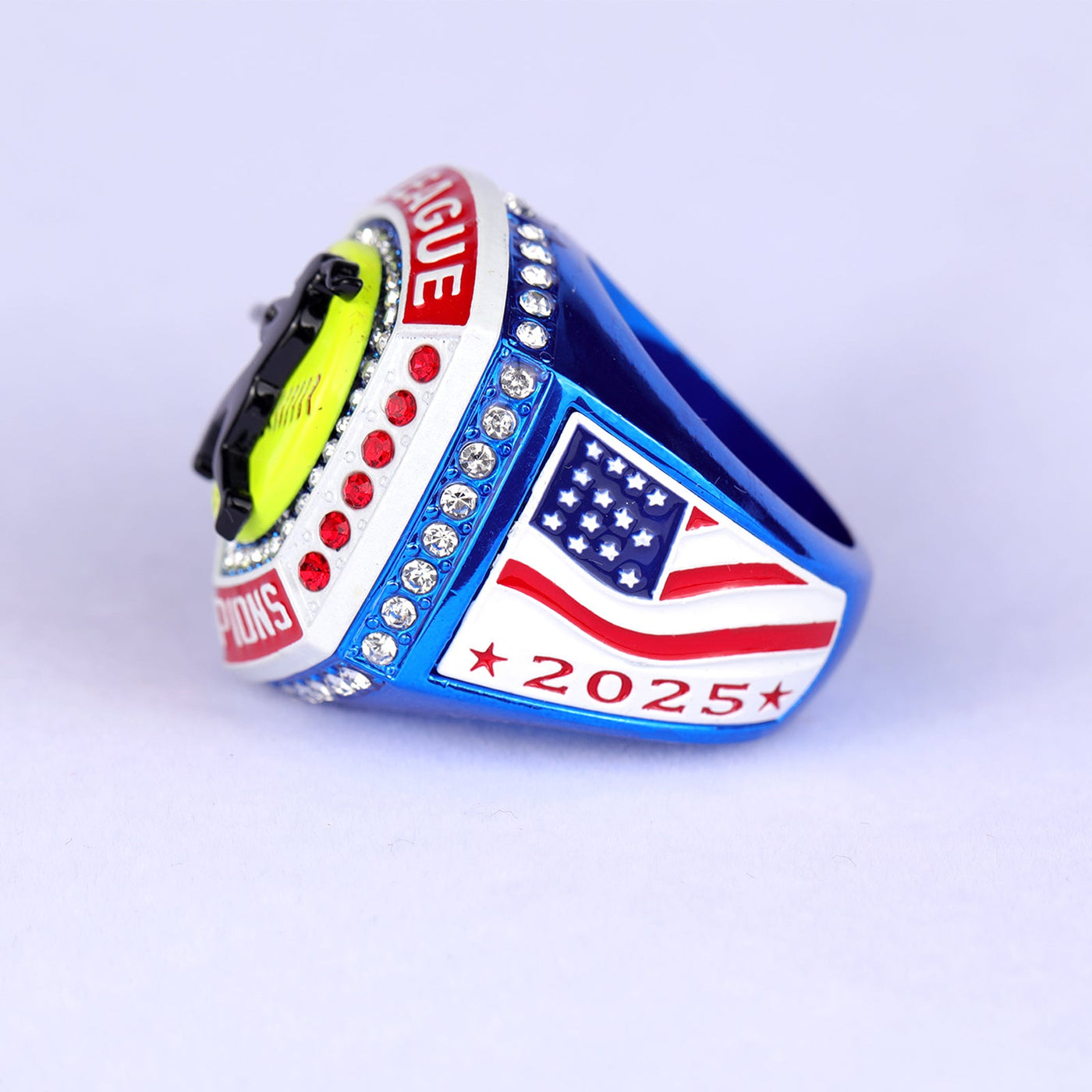 New big heavy red blue white homeplate softball championship ring 2025 size 9.5 and size 11.5 - Topsportsjewelry & awards