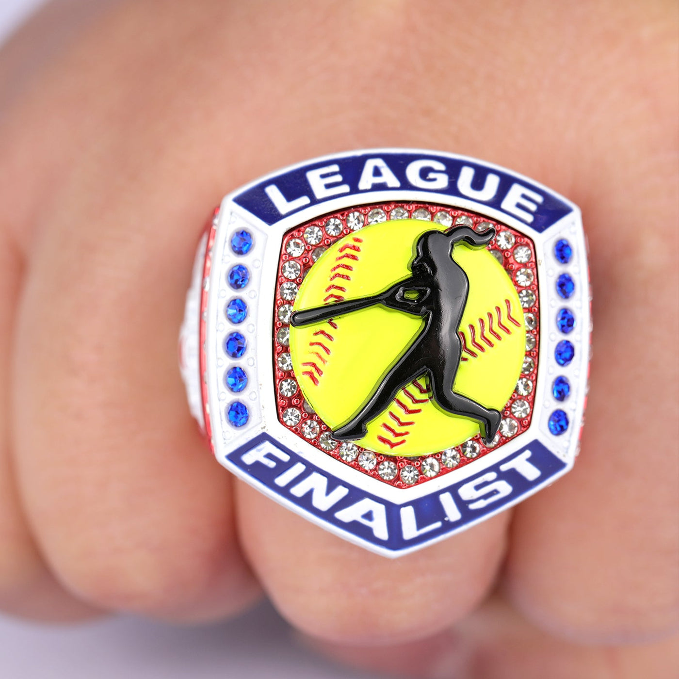 New big heavy red blue white homeplate softball championship ring 2025 size 9.5 and size 11.5 - Topsportsjewelry & awards