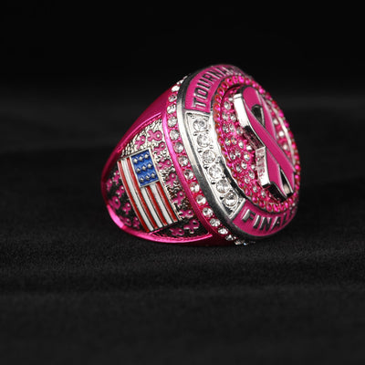 pink ring gold champion silver finalist breast cancer baseball championship ring size 9.5 - Topsportsjewelry & awards