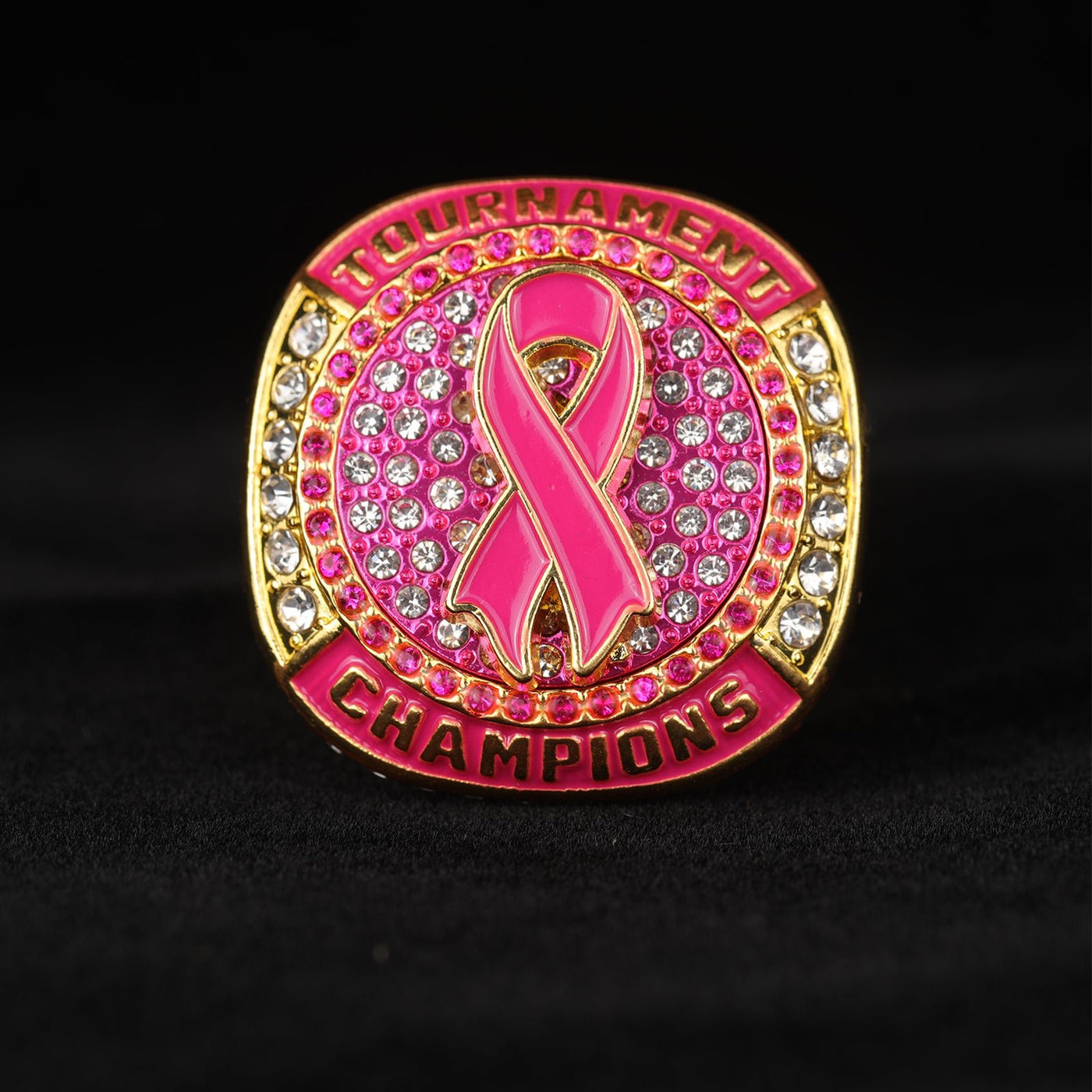 pink ring gold champion silver finalist breast cancer baseball championship ring size 9.5 - Topsportsjewelry & awards