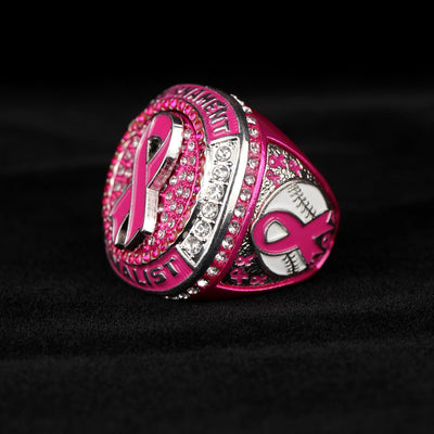 pink ring gold champion silver finalist breast cancer baseball championship ring size 9.5 - Topsportsjewelry & awards