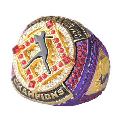 SFT - 02 Softball Girl batter purple tournament awards sports championship ring size 9.5 - Topsportsjewelry & awards