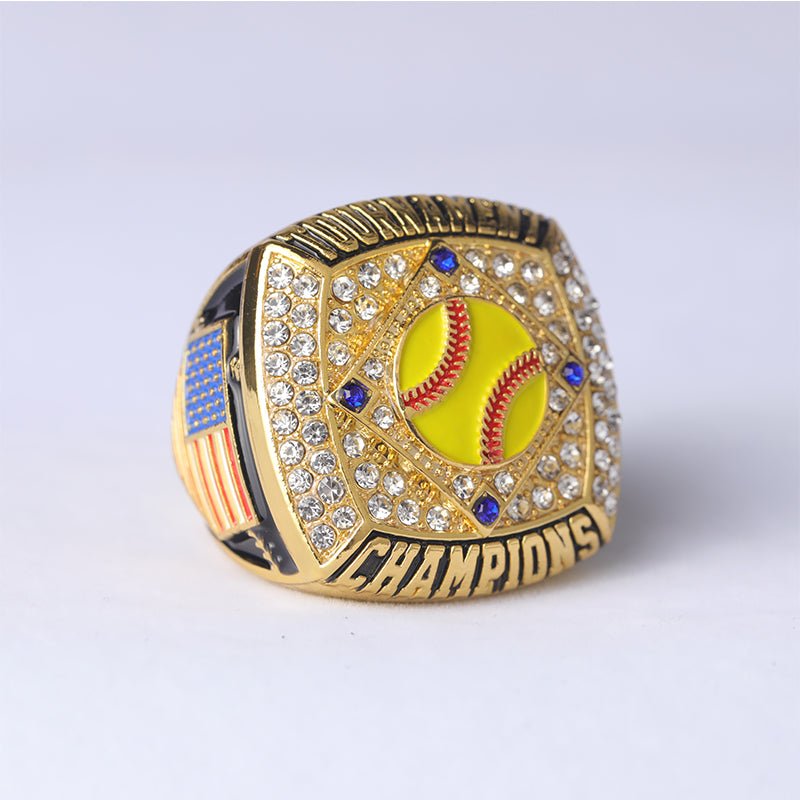 SFT01 new arrival youth softball tournament awards championship ring size 9.5 - Topsportsjewelry & awards