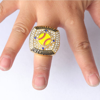 SFT01 new arrival youth softball tournament awards championship ring size 9.5 - Topsportsjewelry & awards