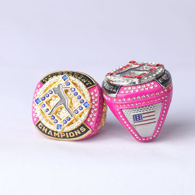 SFT02 different colors softball tournament championship rings with girl batter on the ring size 9.5 - Topsportsjewelry & awards