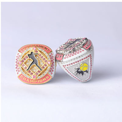 SFT02 different colors softball tournament championship rings with girl batter on the ring size 9.5 - Topsportsjewelry & awards