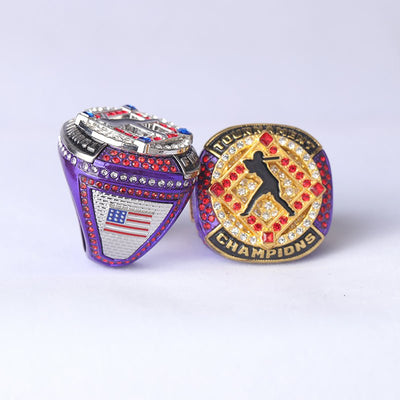 SFT02 different colors softball tournament championship rings with girl batter on the ring size 9.5 - Topsportsjewelry & awards