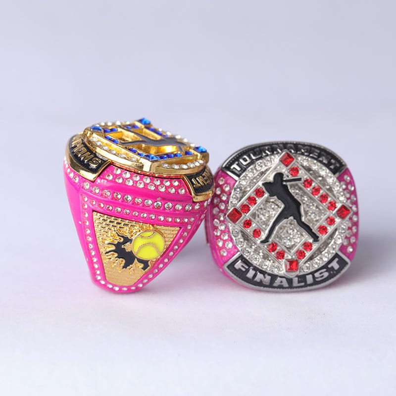SFT02 different colors softball tournament championship rings with girl batter on the ring size 9.5 - Topsportsjewelry & awards