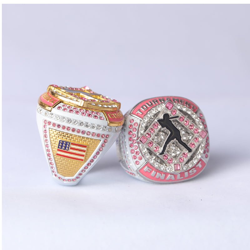 SFT02 different colors softball tournament championship rings with girl batter on the ring size 9.5 - Topsportsjewelry & awards