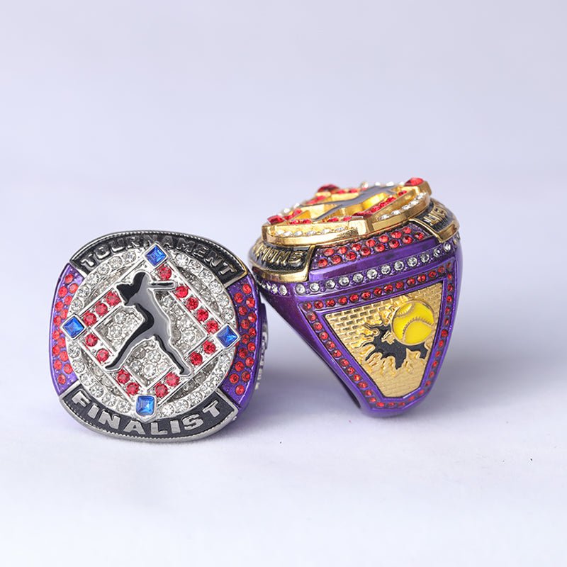 SFT02 different colors softball tournament championship rings with girl batter on the ring size 9.5 - Topsportsjewelry & awards