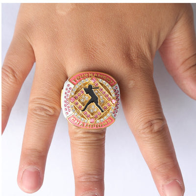 SFT02 different colors softball tournament championship rings with girl batter on the ring size 9.5 - Topsportsjewelry & awards