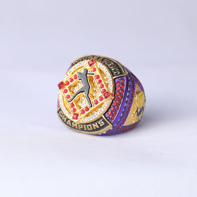SFT02 different colors softball tournament championship rings with girl batter on the ring size 9.5 - Topsportsjewelry & awards