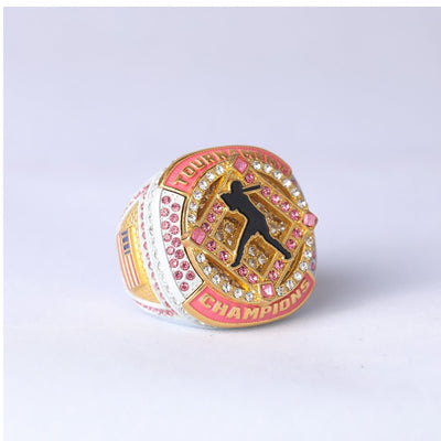 SFT02 different colors softball tournament championship rings with girl batter on the ring size 9.5 - Topsportsjewelry & awards