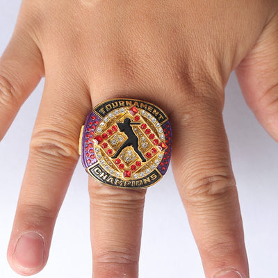 SFT02 different colors softball tournament championship rings with girl batter on the ring size 9.5 - Topsportsjewelry & awards