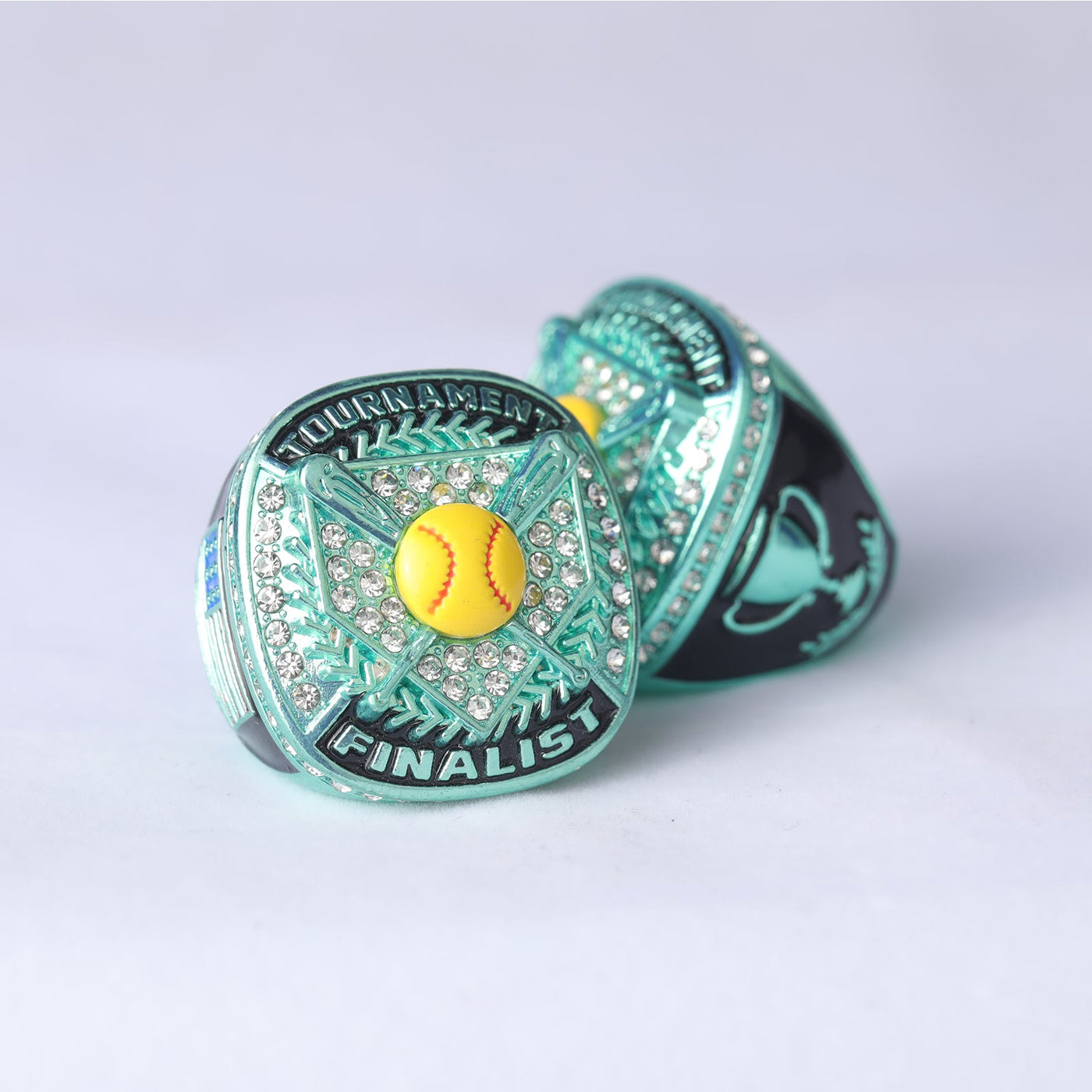 ST01 youth teal softball tournament championship rings size 9.5 - Topsportsjewelry & awards