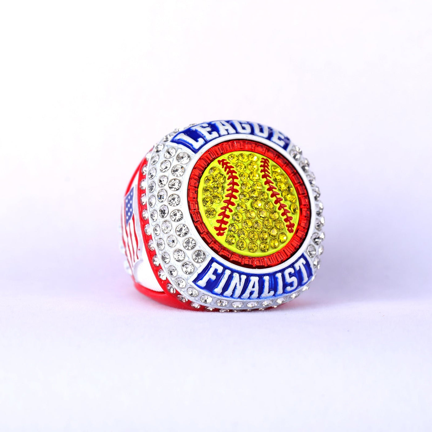 White red blue youth LEAGUE softball championship ring girl finger siz ...