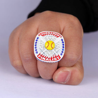 white red youth softball tournament championship ring size 9 - Topsportsjewelry & awards