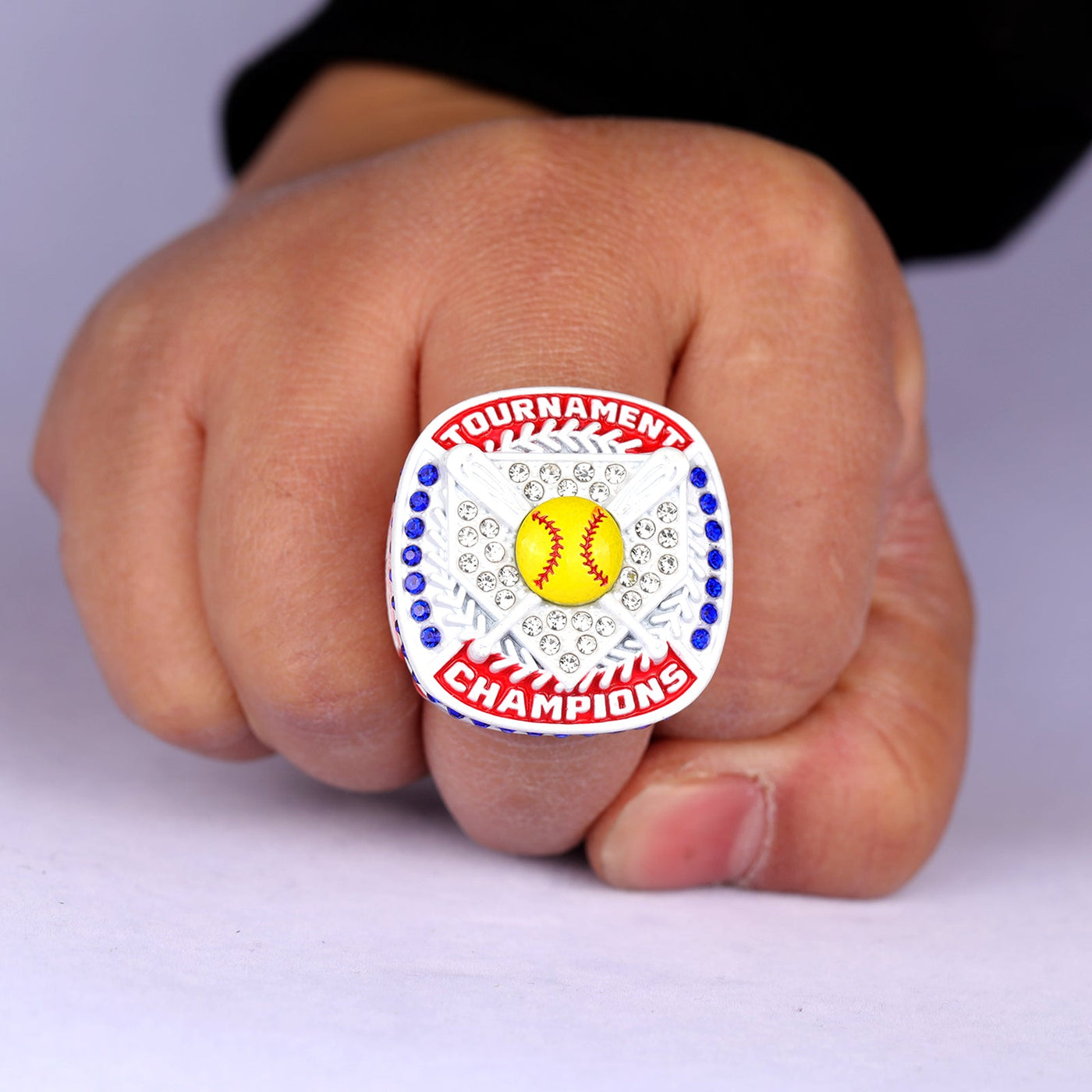 white red youth softball tournament championship ring size 9 - Topsportsjewelry & awards