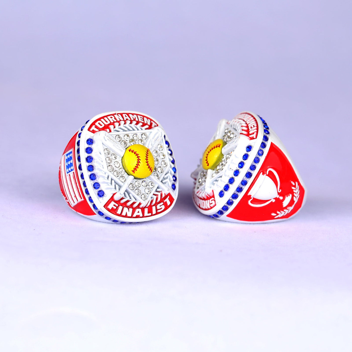 white red youth softball tournament championship ring size 9 - Topsportsjewelry & awards