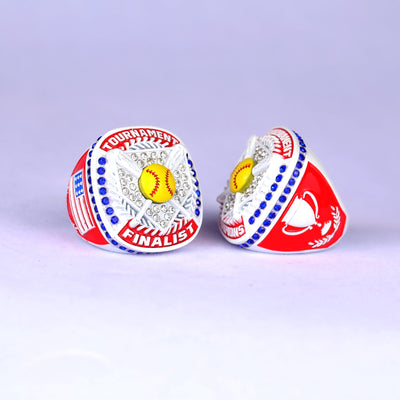 white red youth softball tournament championship ring size 9 - Topsportsjewelry & awards