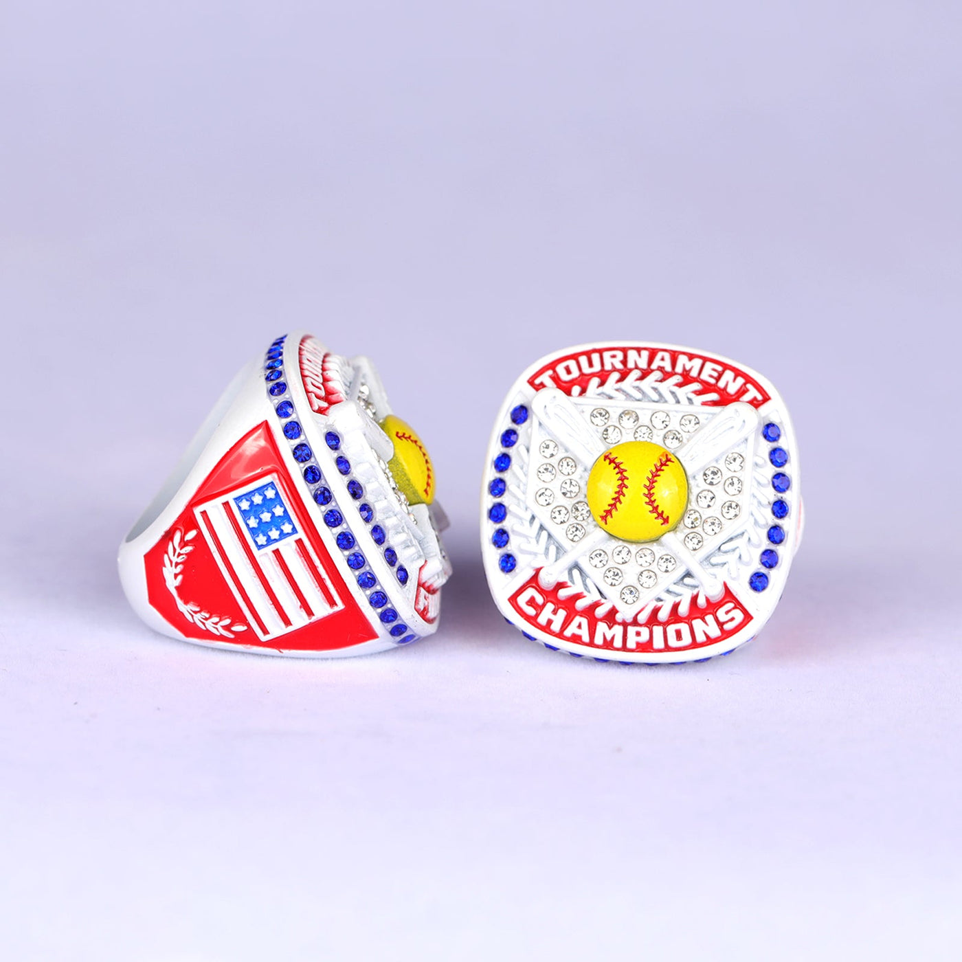 white red youth softball tournament championship ring size 9 - Topsportsjewelry & awards